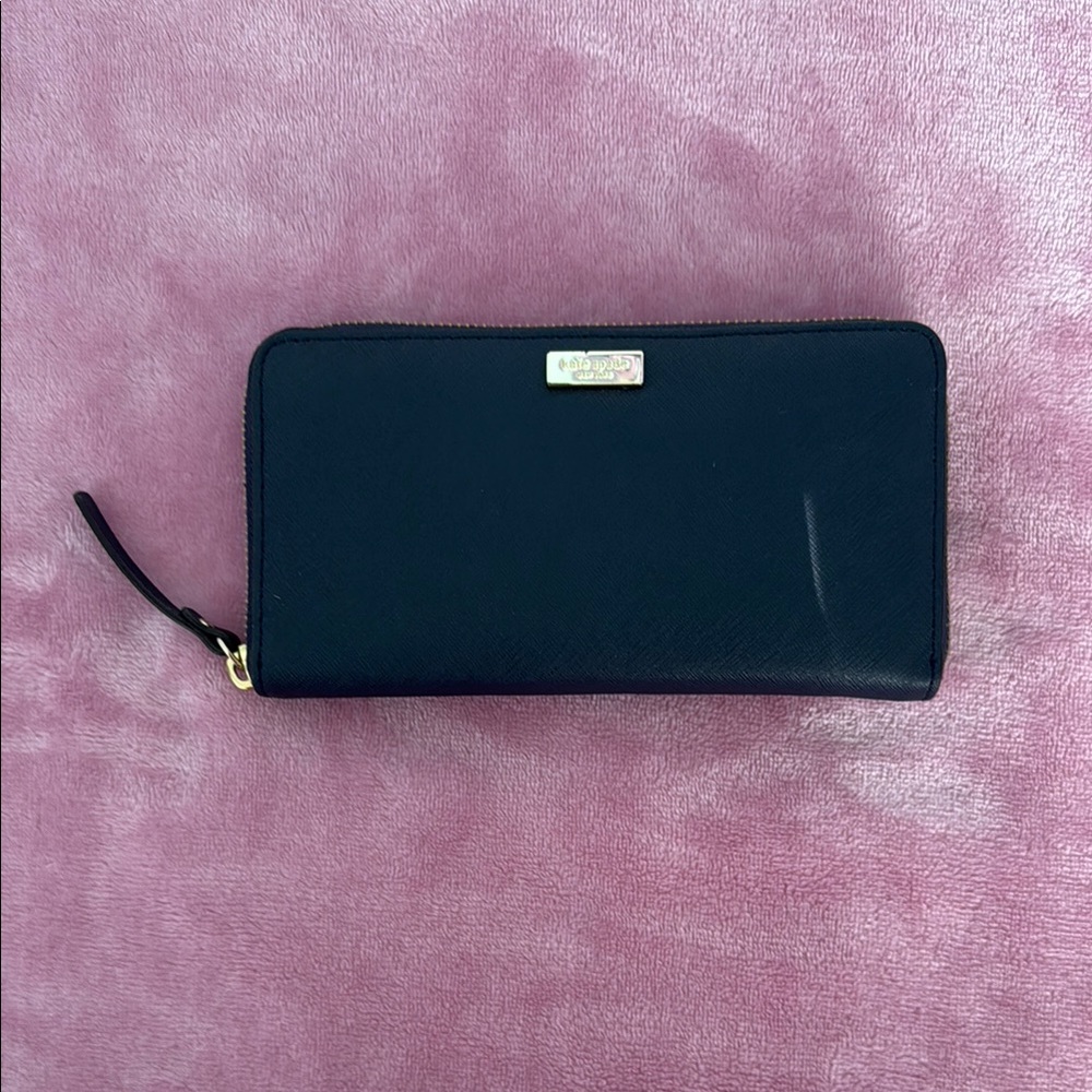 Kate Spade Navy Wallet with Gold Logo